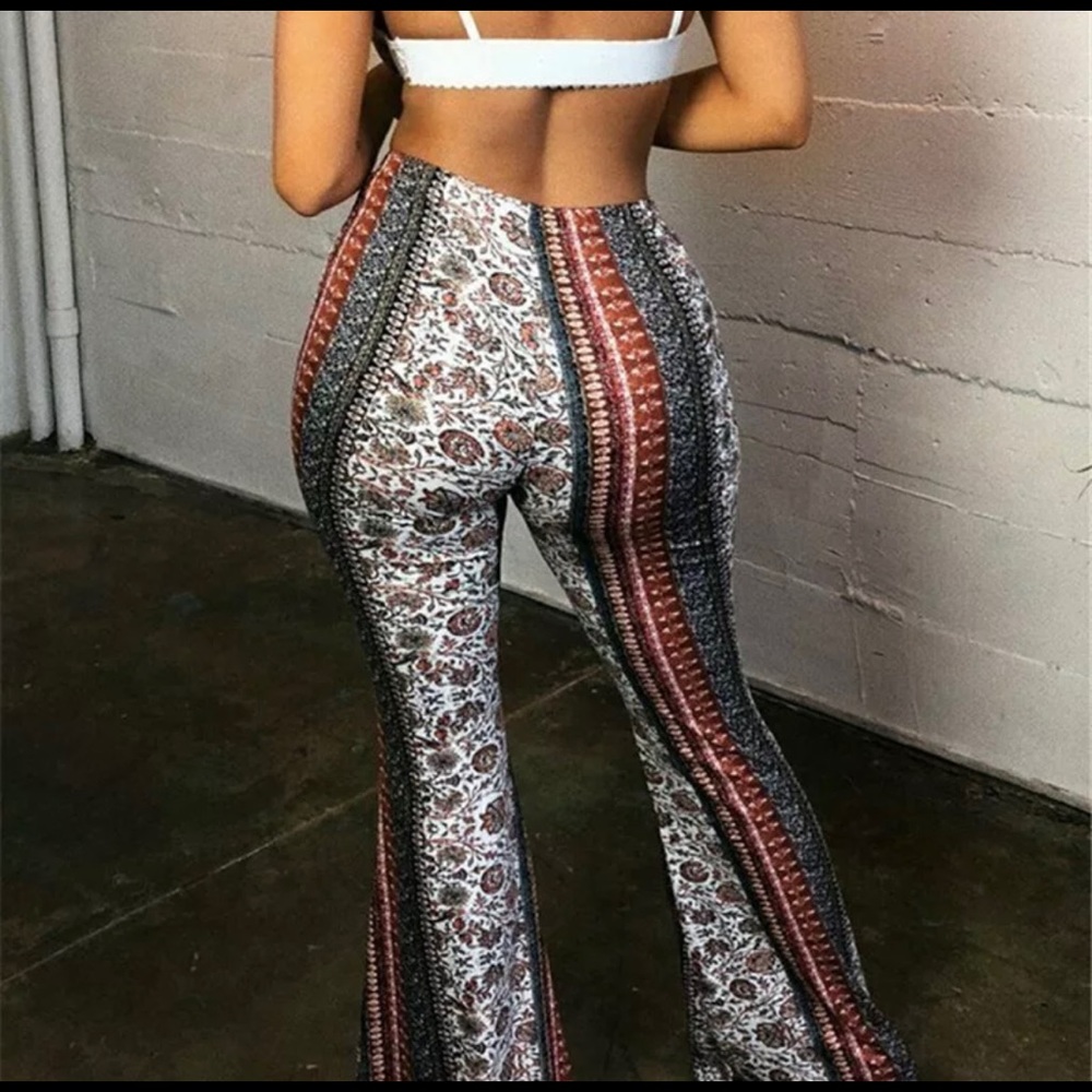 Wide Leg Hippie Palazzo Multicolored Pants - Picture 2 of 6
